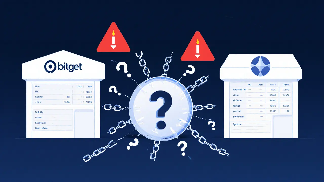 Durchsichtiger Quartz‑Token, fehlender Smart‑Contract, leere Order‑Bücher.