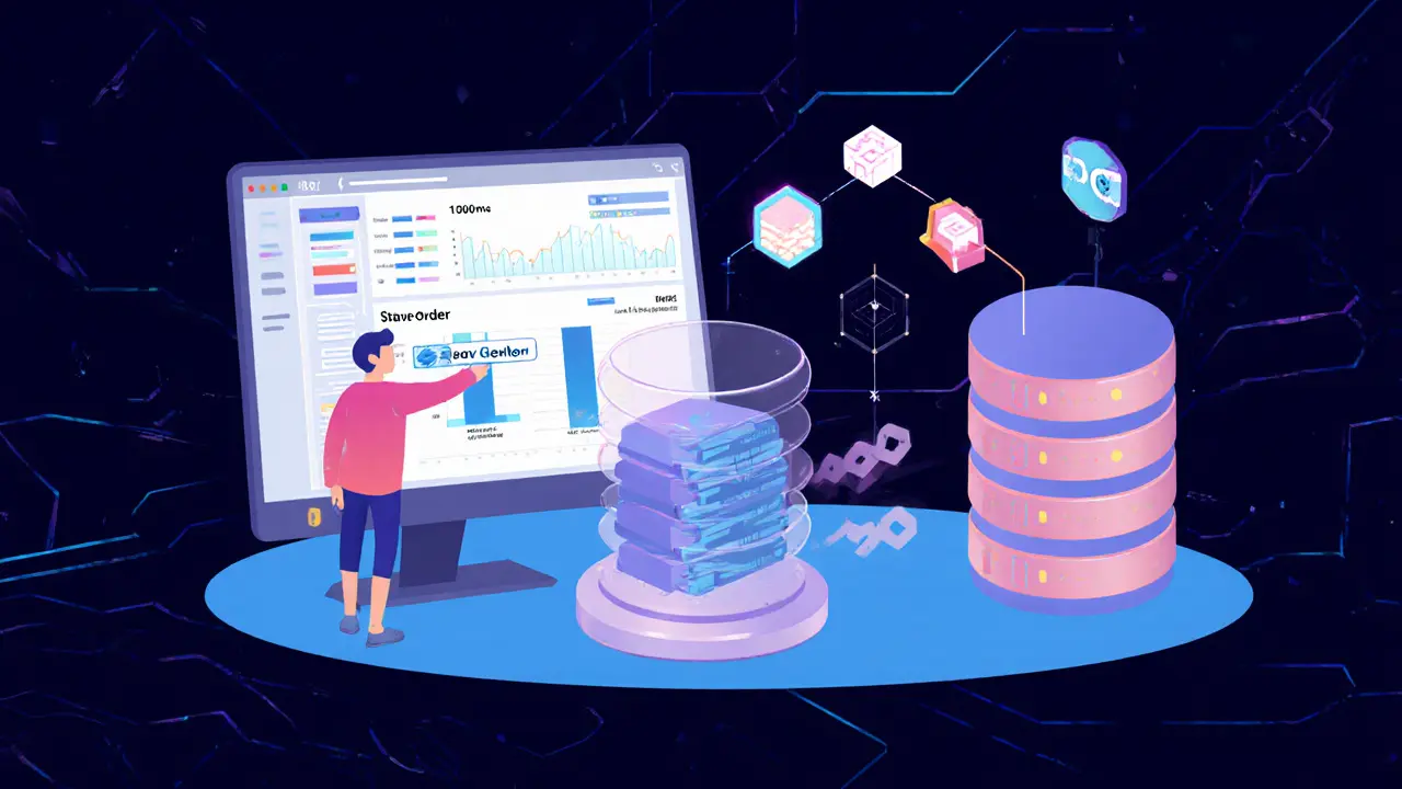 Modernes Datenbanksystem mit unsichtbaren Shards, das Transaktionen automatisch verarbeitet und Latenz reduziert.