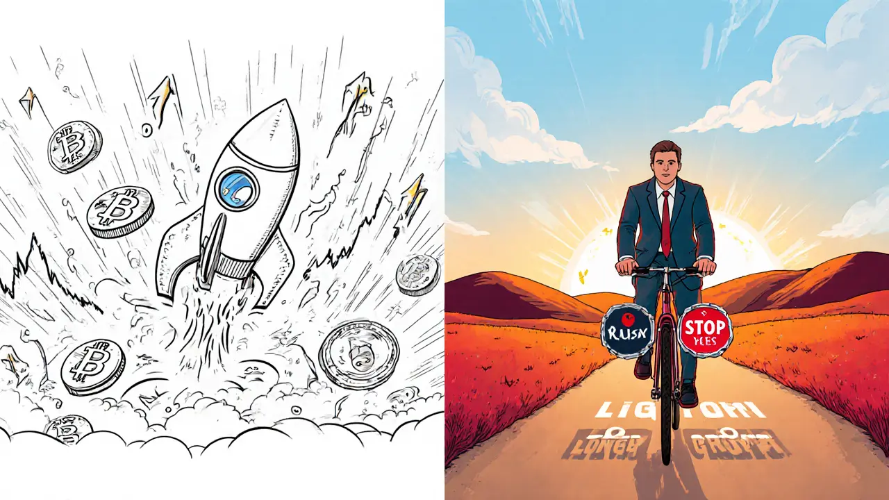 Vergleich: Anfänger mit raketenartigem Hebel vs. Profi mit ruhigem Fahrrad und Stop-Loss-Schildern