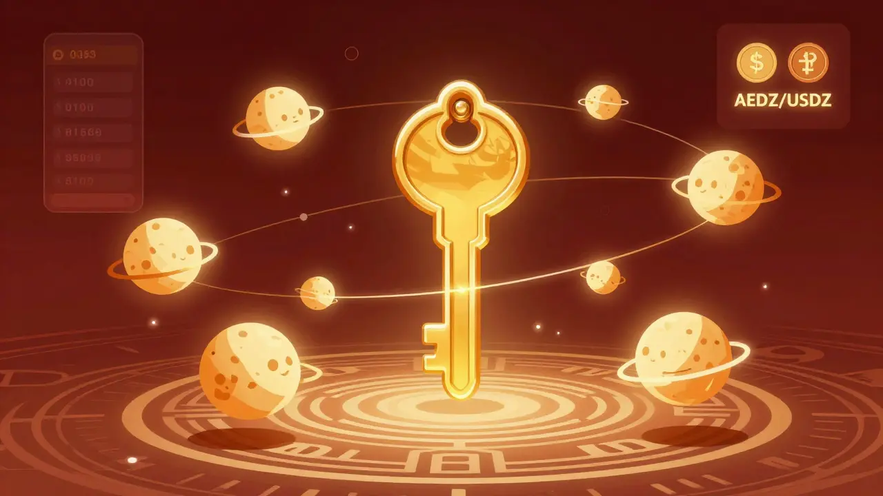 Exklusives NFT-Schlüssel-Design mit Glückszahl 88 und Blockchain-Verbindungen.