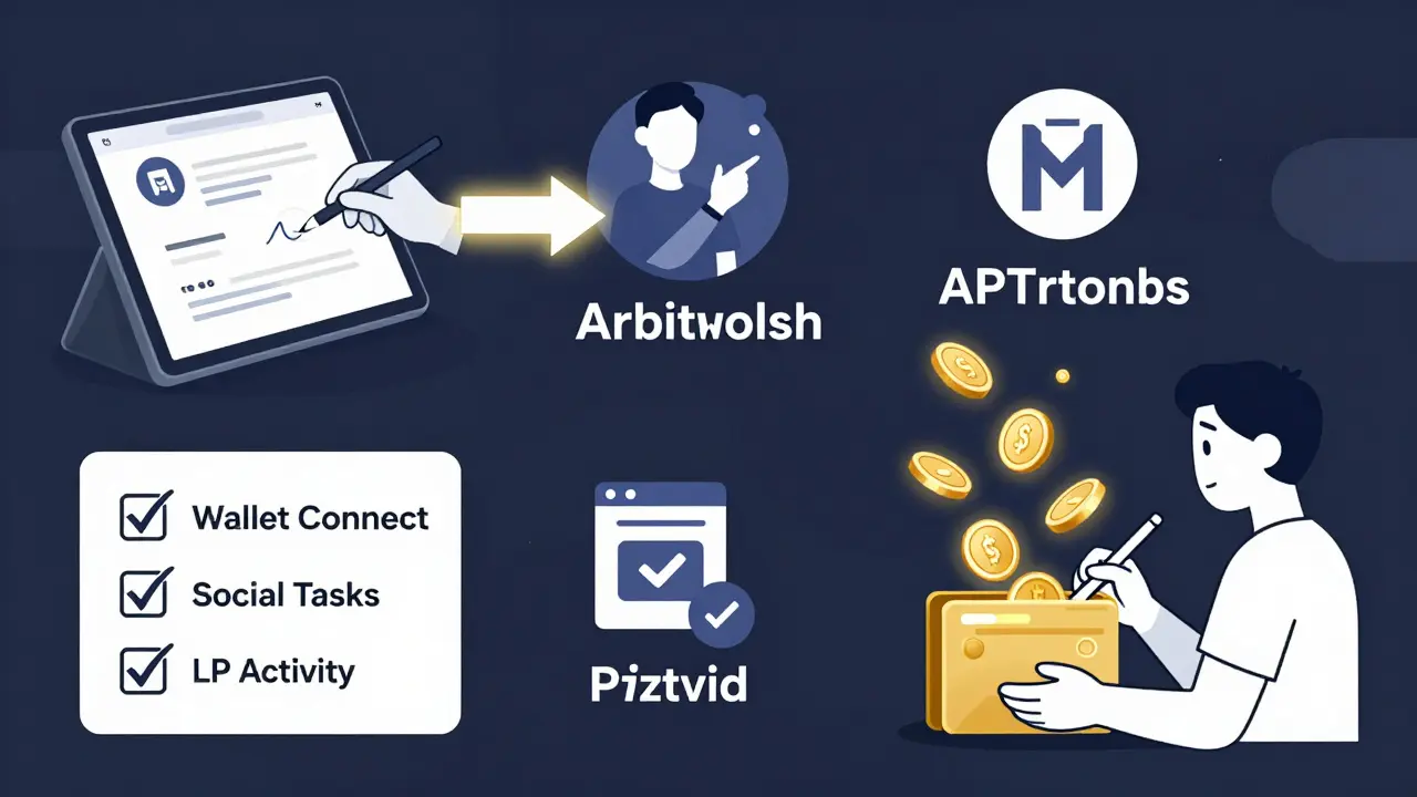 Schritt-für-Schritt-Anleitung zum Claimen von APTR-Token über eine Wallet auf Arbitrum.