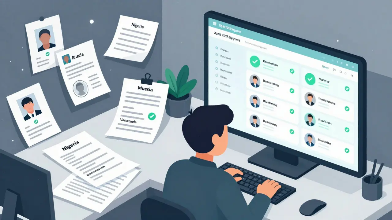 Vergleich: Chaos bei manueller KYC-Prüfung vs. saubere KI-Überprüfung bei Upbit.