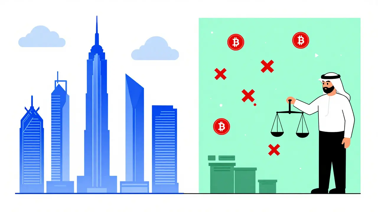 Tokenisierte Vermögenswerte in Qatar vs verbotene Kryptowährungen mit Trennwall