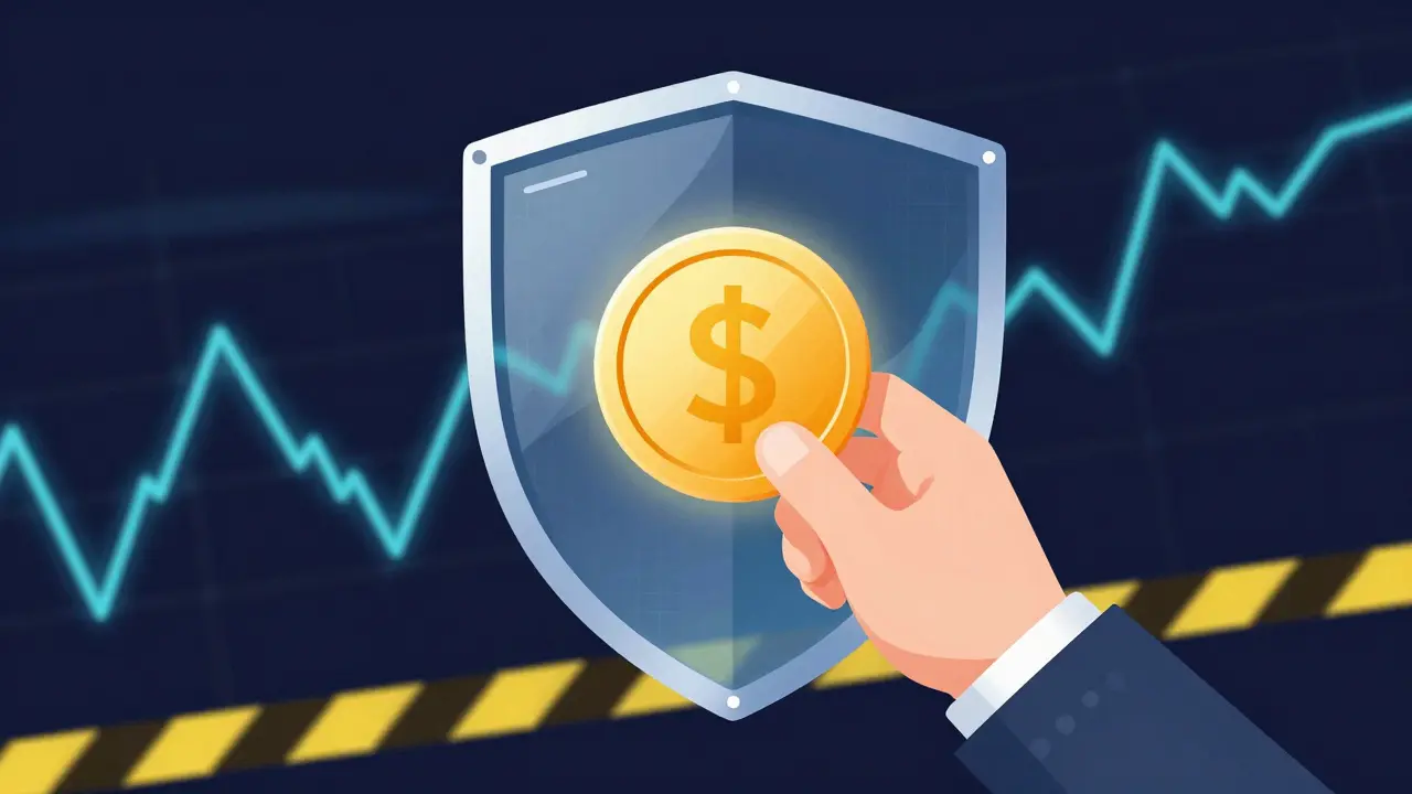 Illustration einer Hand, die von einer Schutzbarriere vor einem Asset gehalten wird.