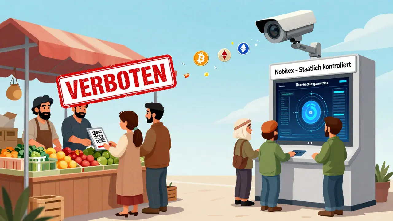Technische Illustration: Iraner versuchen, mit Bitcoin zu zahlen – verboten – oder nutzen nur staatlich kontrollierte Börsen.
