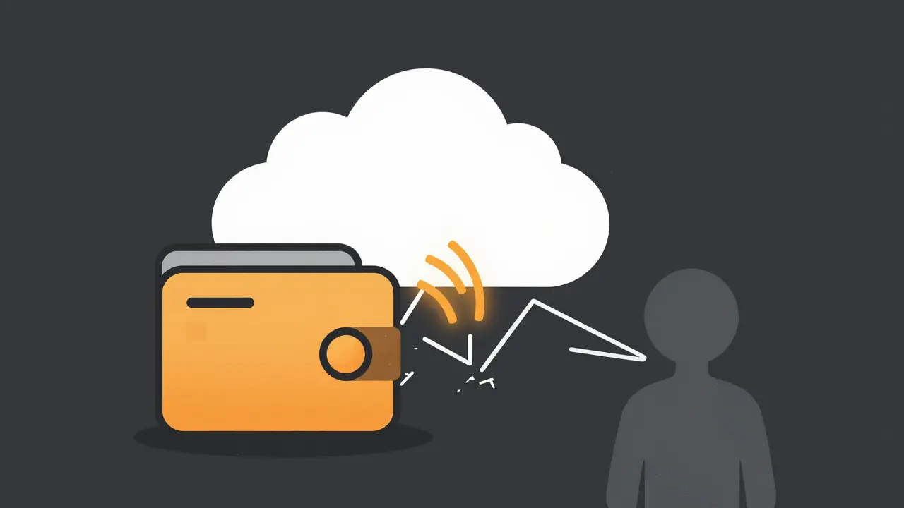 Technisches Bild einer Wallet mit brechenden Verbindungsströmen.