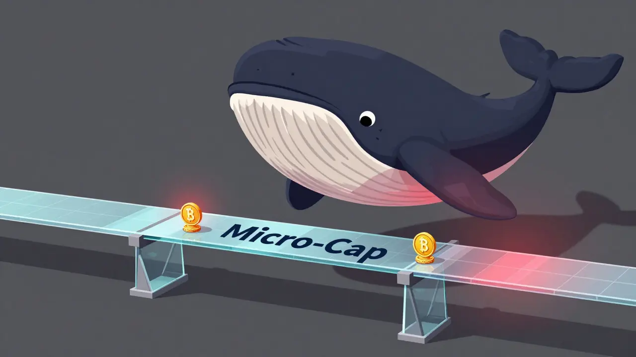 Symbolische Darstellung von geringer Liquidität und dem Risiko durch Großinvestoren bei Micro-Caps.