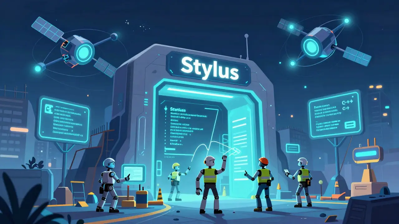 Technische Darstellung des Stylus Upgrades und der Orbit-Netzwerke auf Arbitrum.