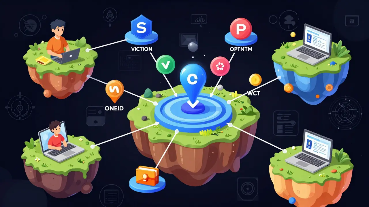 Vernetzung verschiedener Blockchain-Netzwerke mit fließenden Token-Belohnungen.