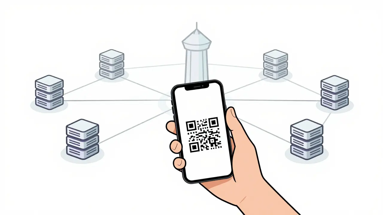 Illustration: Dezentrale Zahlung direkt vom Smartphone zum Netzwerk