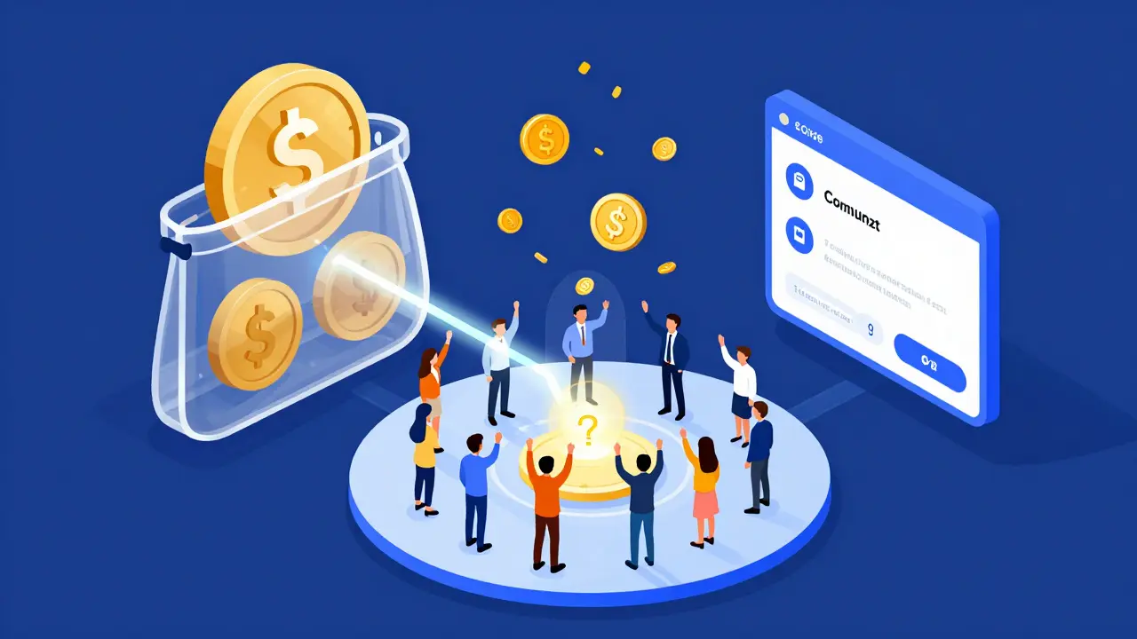Illustration einer Community-Belohnung über Wallet-Interaktion und Events