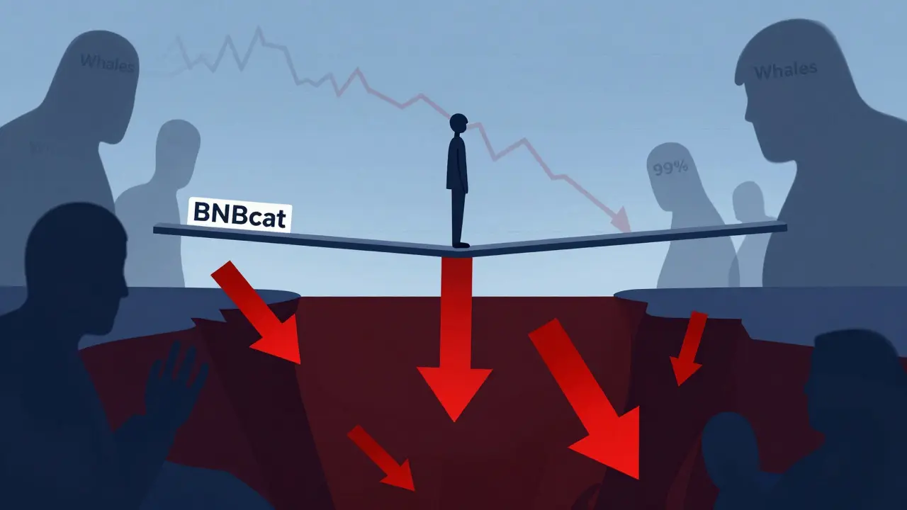 Konzeptillustration: Risiko und Volatilität als schmale Balance über einem Abgrund