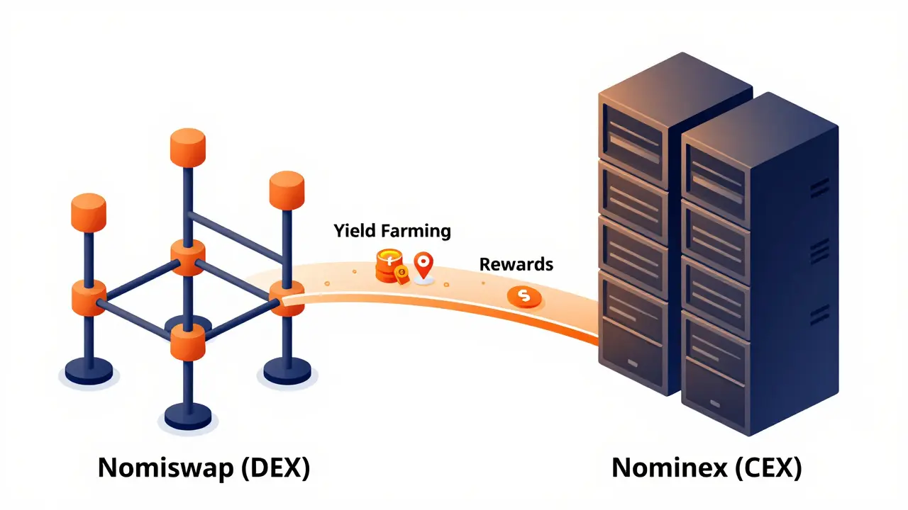 Schematische Darstellung der Verbindung zwischen DEX und CEX