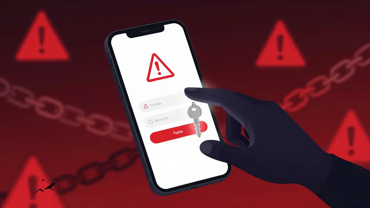 Technische Zeichnung einer Phishing-Gefahr, bei der schattige Hände einen digitalen Schlüssel stehlen.