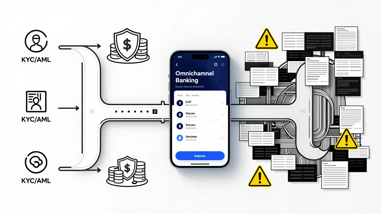 Illustration zu Compliance, KYC-Prüfungen und Omnichannel-Banking