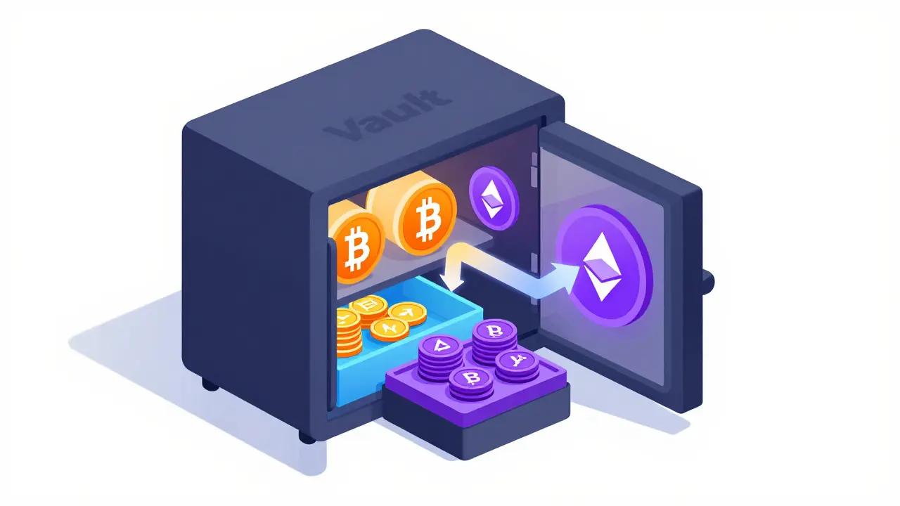 Multi-Collateral Vault mit diversifizierten Krypto-Assets wie BTC und ETH