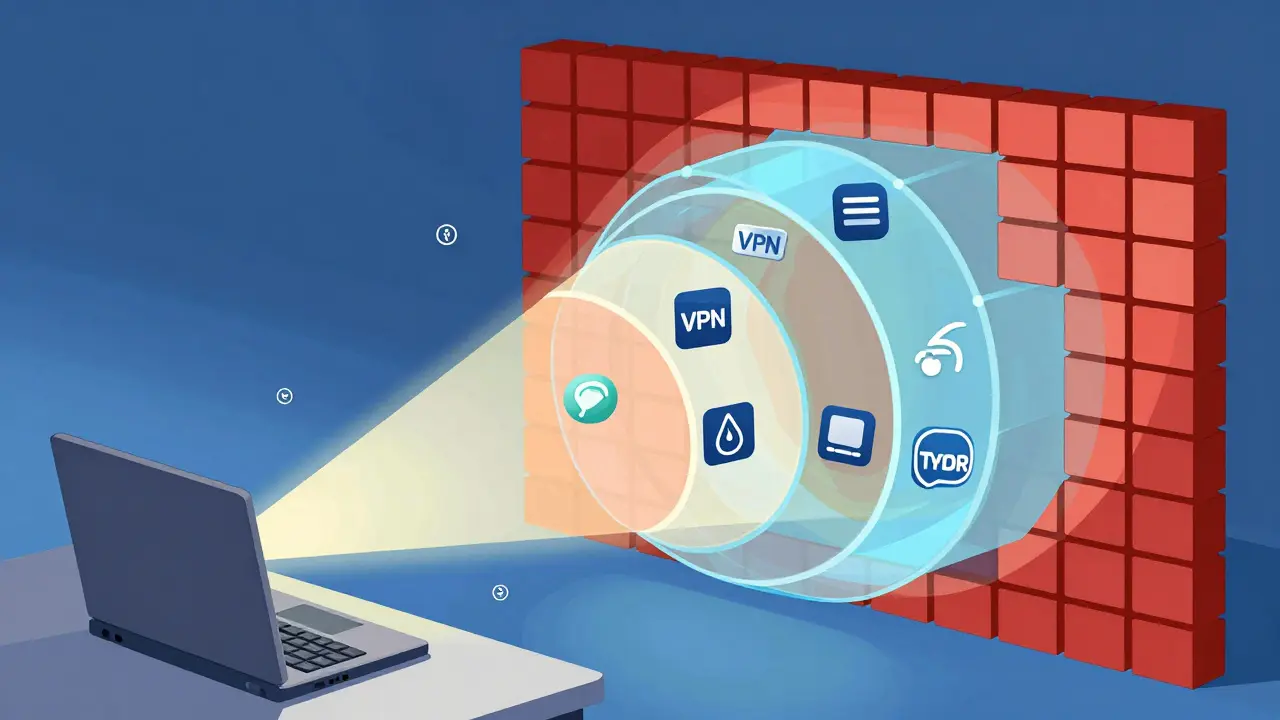 Technische Zeichnung: VPN-Tunnel umgehen Internetzensur