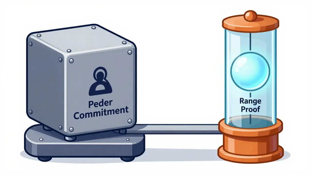 Abstrakte Darstellung von Pedersen-Commitments und Range Proofs