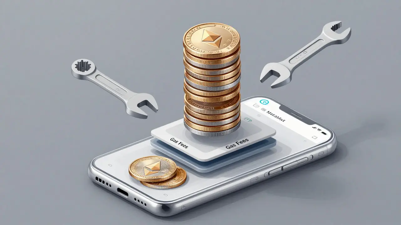 Explodierte Ansicht einer Krypto-Wallet mit ETH und VALENTINE-Token
