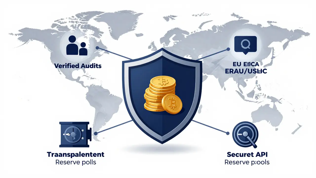 Illustration der regulatorischen Sicherheit durch MiCA und Audits