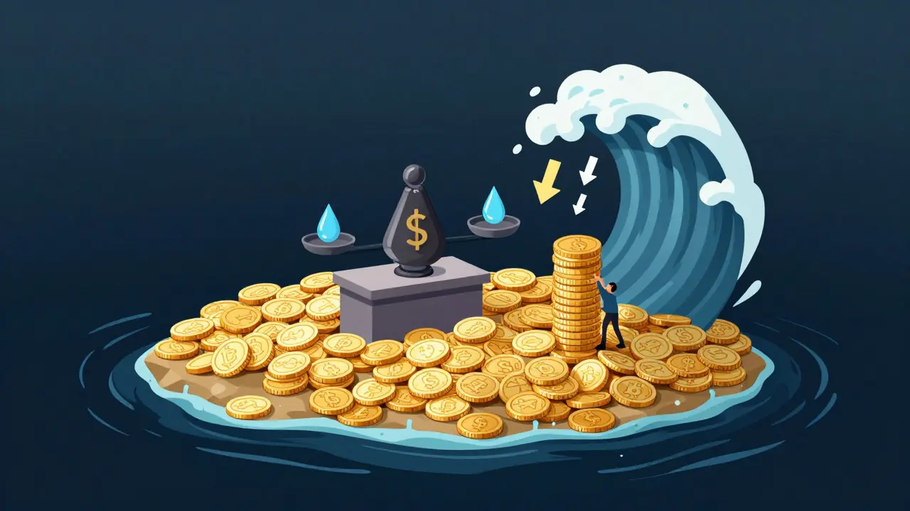 Karikatur über Liquiditätsrisiken und Slippage bei Kryptowährungen