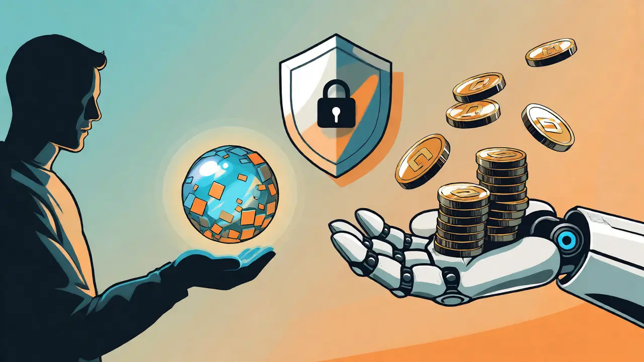 Konzeptuelle Illustration des Austauschs von Nutzerdaten gegen DIN-Tokens