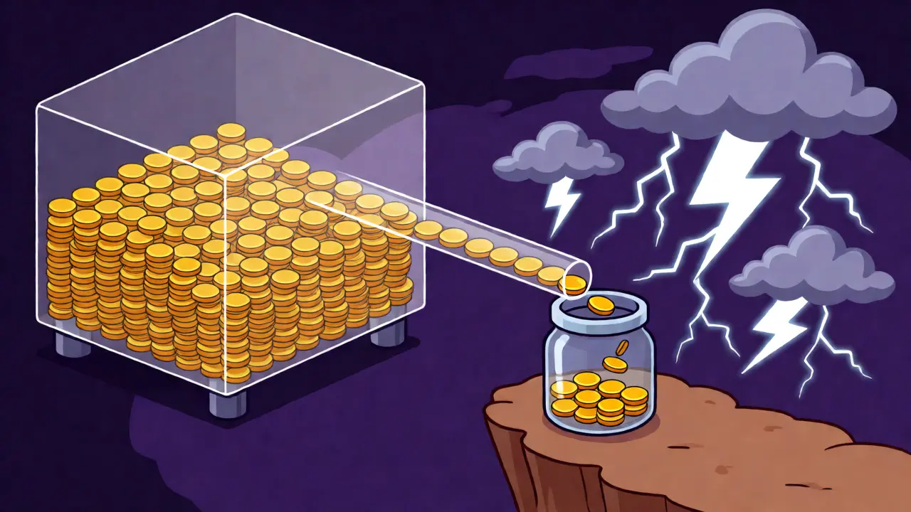 Visualisierung der Token-Versorgung und Marktrisiken als technische Zeichnung
